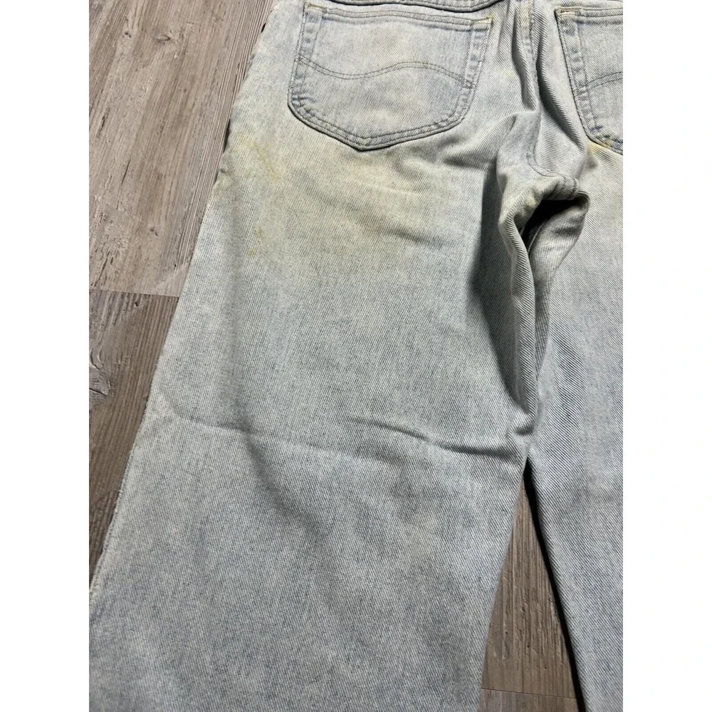 Vintage Lee Jeans Mens 34x29‎ Blue Stone Wash Denim Distressed 90s Y2K Rivets